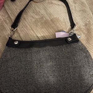 Thirty-One Black and Gray Shoulder Bag with Crescent Shape